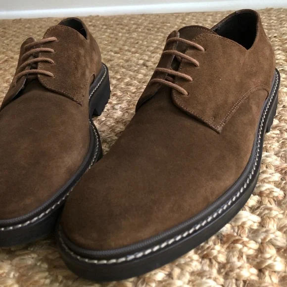 New: To Boot New York Brookdale Mid Brown Suede Lug Sole Derby. Size 8.5